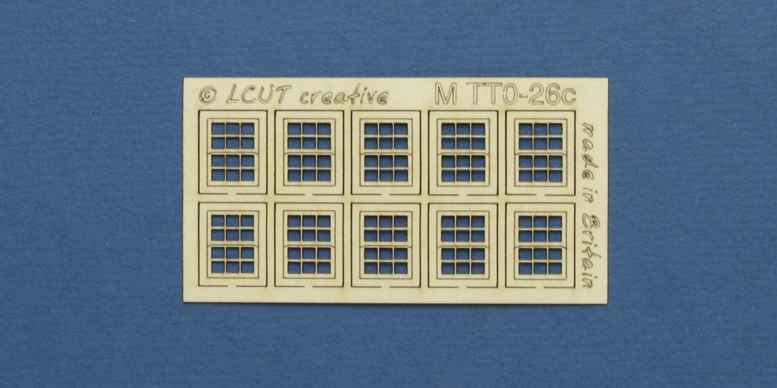 M TT0-26c TT:120 kit of 10 windows with sash - type 2 Kit of 10 windows with sash. Made from 0.35mm paper.
